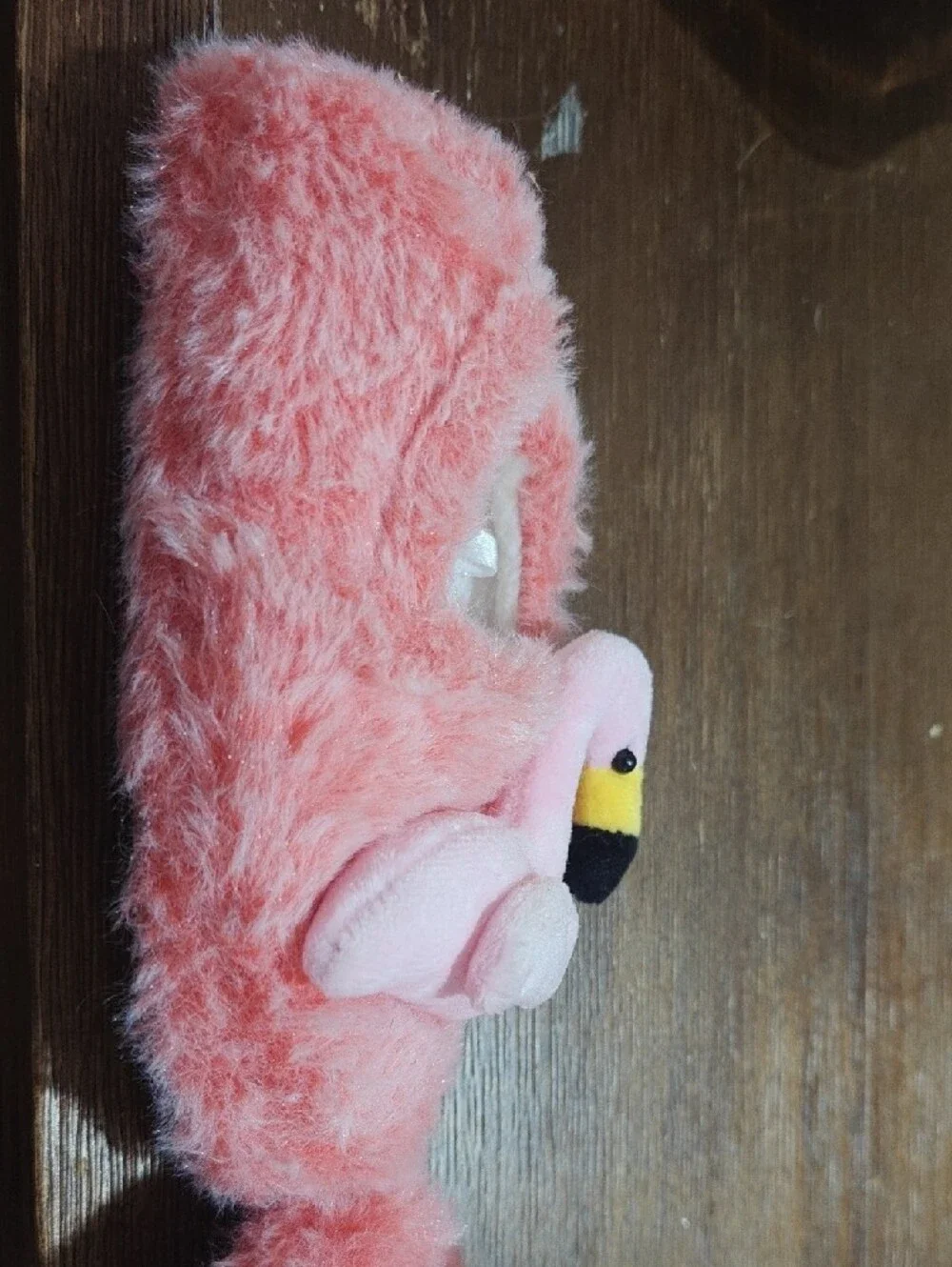 Pink Plush Flamingo Slippers Kids 9/10